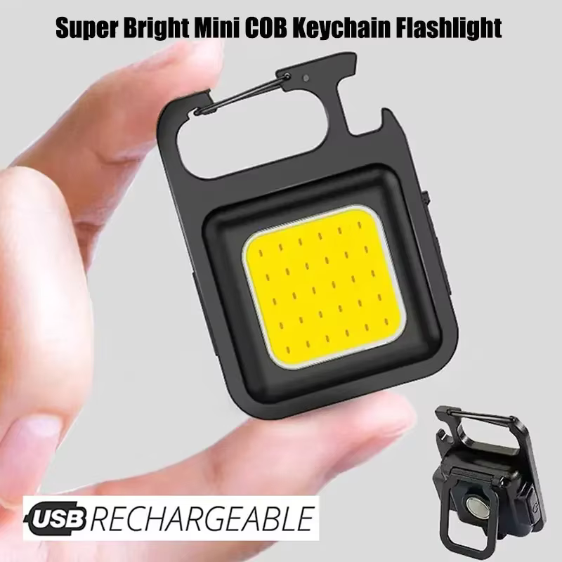 Mini lampe de poche LED COB, porte-clés EDC Super lumineux, lampe de poche d'urgence pour Camping en
