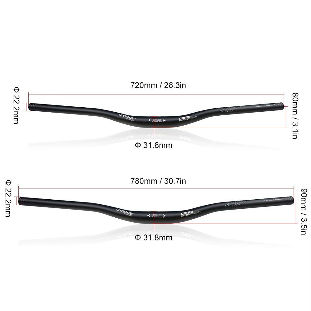 WAKE 31.8mm guidon de vélo 720mm 780mm vtt guidon en alliage d'aluminium hirondelle poignée barre ul