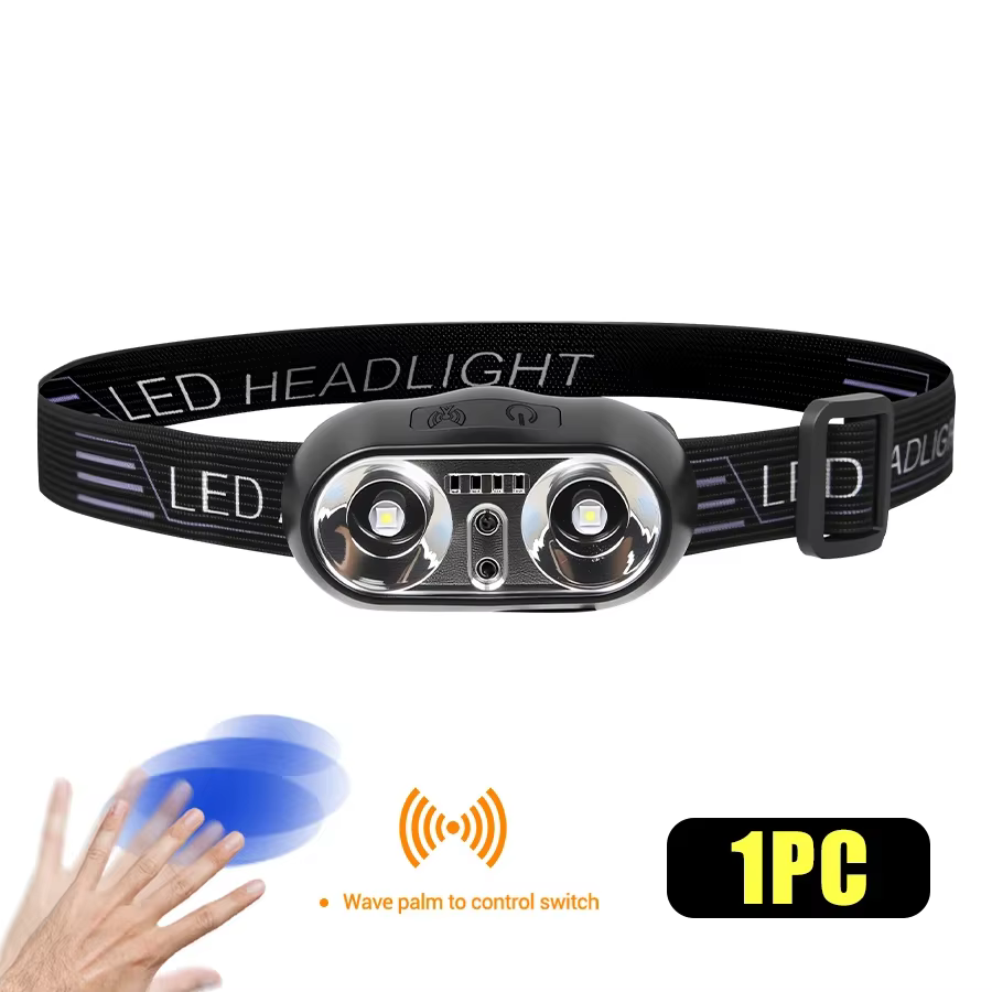 Lampe frontale LED super lumineuse, rechargeable, étanche, avec perles XPE COB et aimant à l'arrière