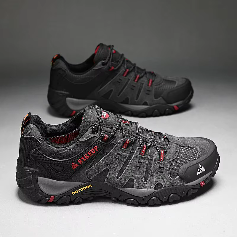 HIKEUP-Chaussures de randonnée en cuir suédé pour homme, baskets d'extérieur résistantes à l'usure,