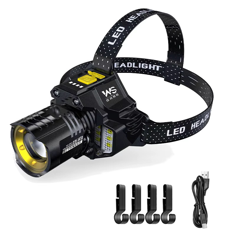 Lampe frontale LED puissante rechargeable avec capteur télescopique zoomable - Lampe frontale de tra