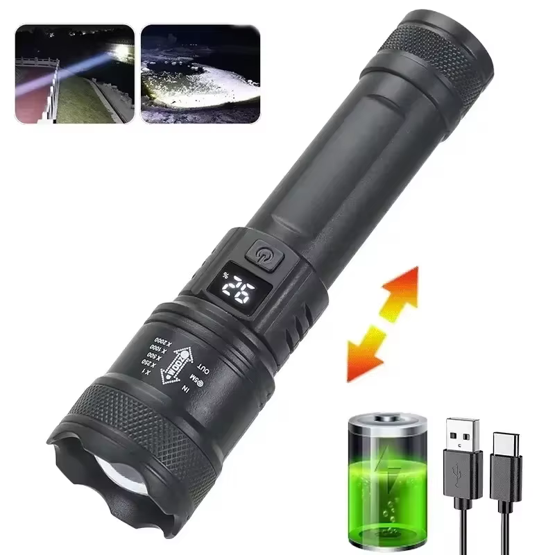 6000000 LM lampe de poche LED Rechargeable haute puissance militaire lampe de poche tactique télesco