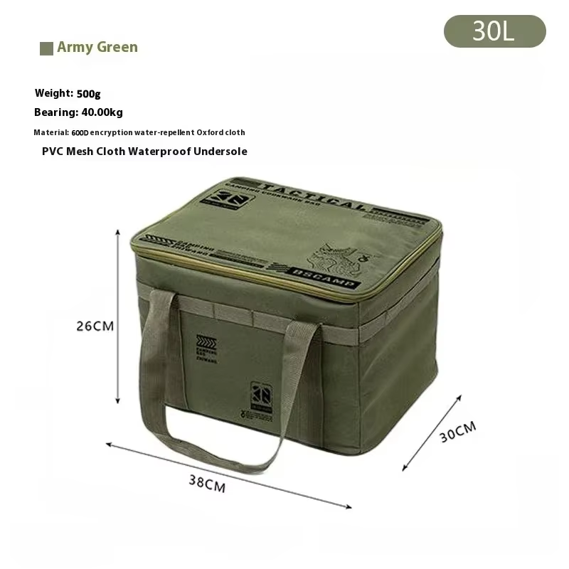 Sac de rangement tactique imperméable et isolé de 30l, conception pliable, organisateur d'extérieur 