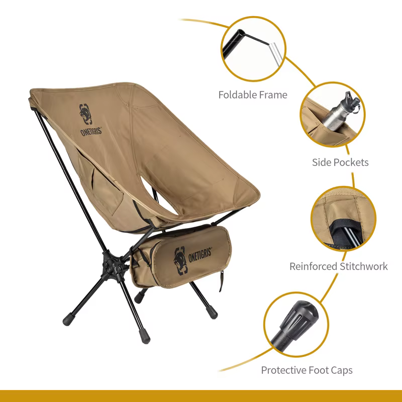 OneTigris chaise de Camping Portable chaise extérieure pliable ultralégère pour Camping Trekking fêt