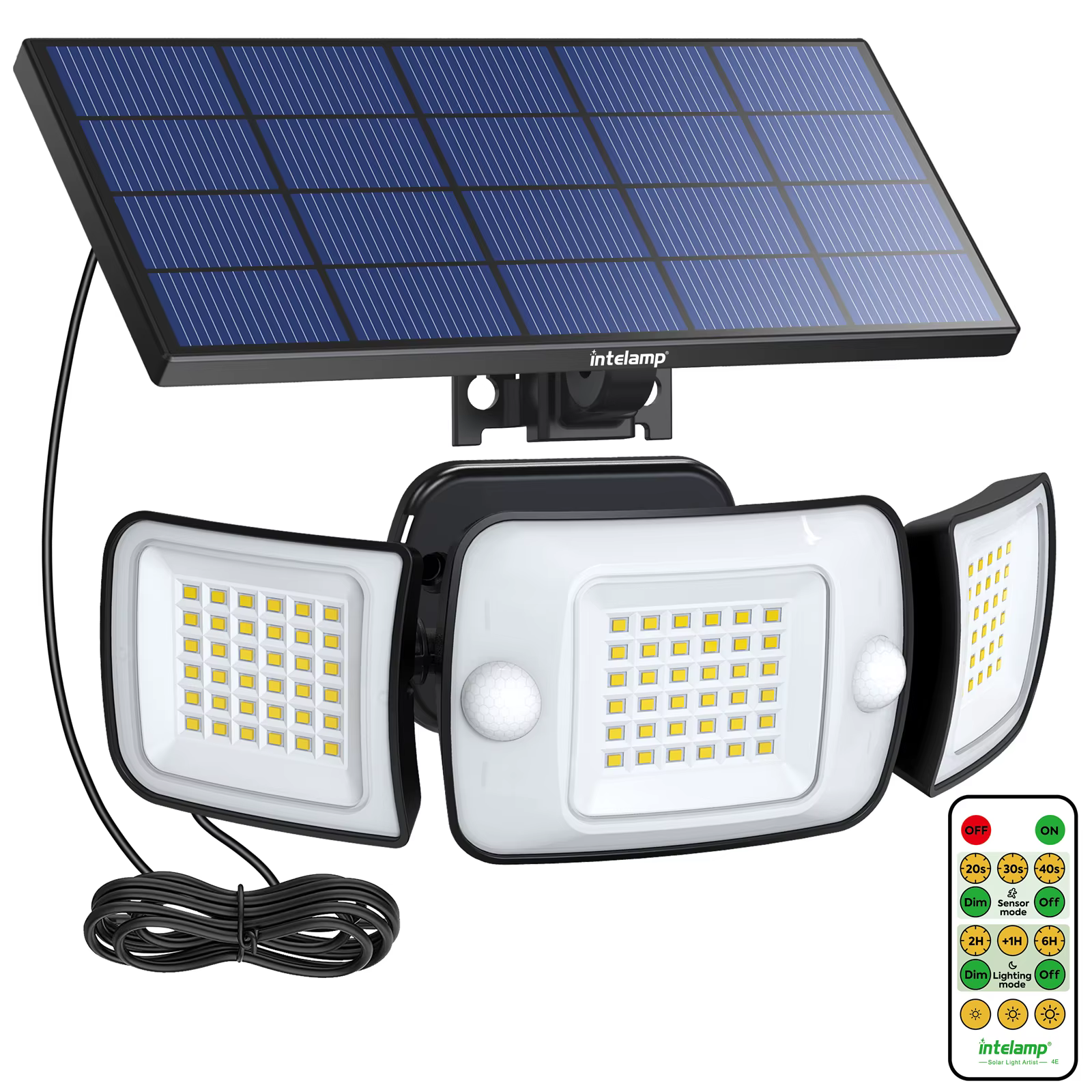 Intelamp – grand panneau solaire, lampes solaires d'extérieur, 6000mAh, avec deux capteurs de mouvem