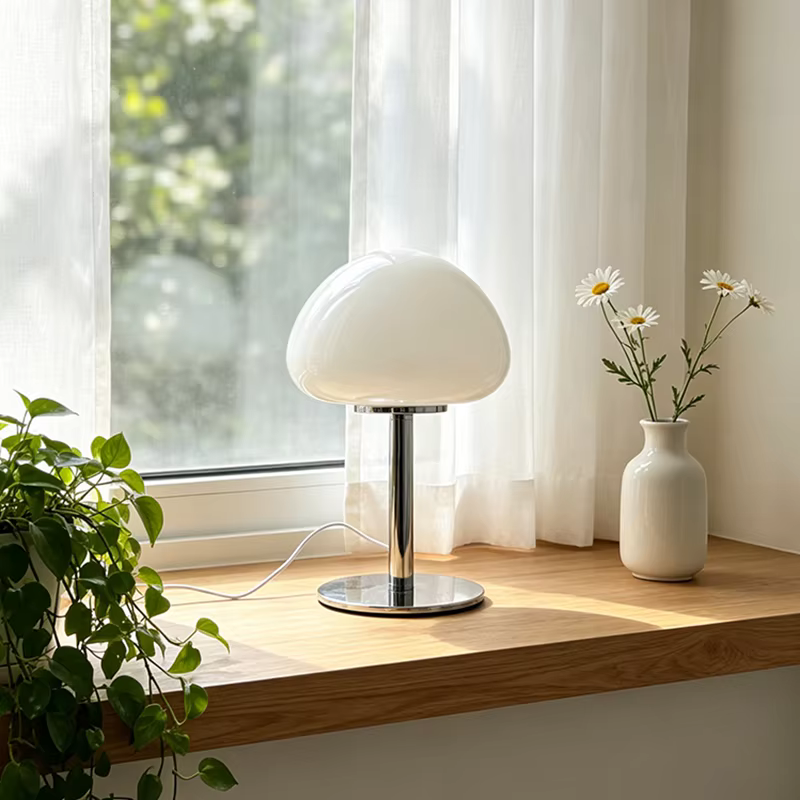 Lampe de bureau en verre de Murano en forme de petit champignon, lampe rétro contemporaine à intensi