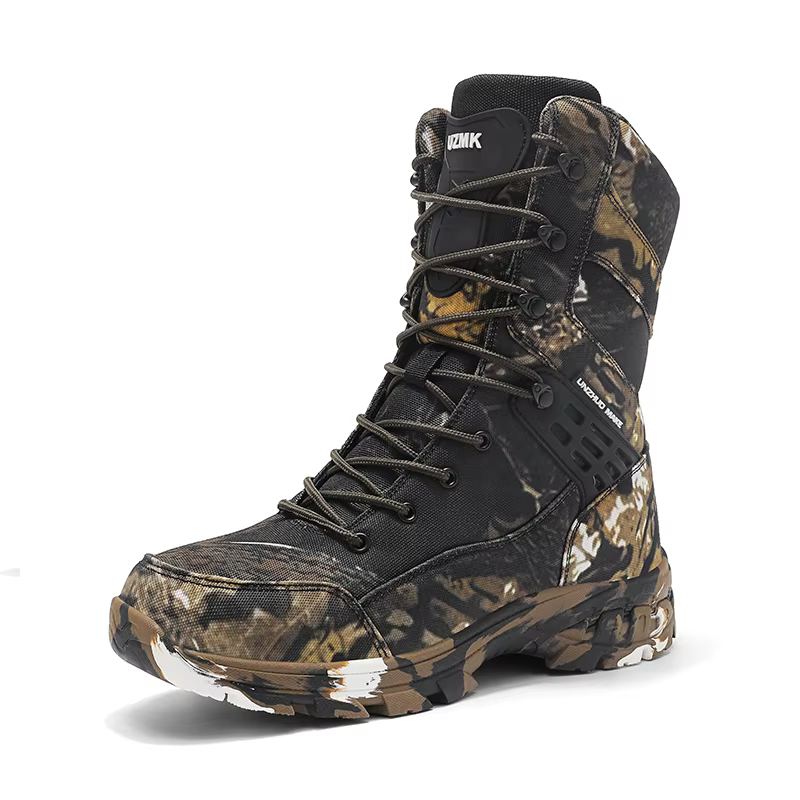 Bottes de randonnée camouflage vert pour hommes, chaussures de trekking montantes, bottes de chasse 