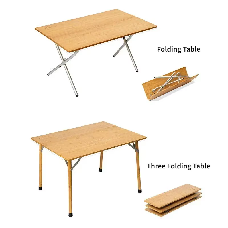 MOUNTAINHIKER Camping en plein air bambou 2/3 Table pliante Portable stockage rapide bureau pliant T