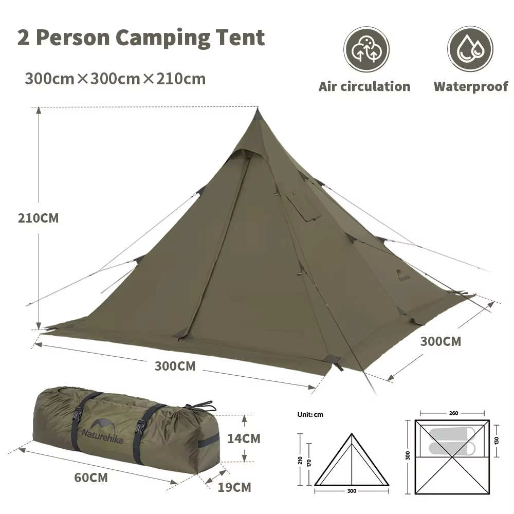 Natureifa-Tente Pyramidale Portable et Étanche pour Camping en Plein Air et Pique-Nique, Tipi de Ran