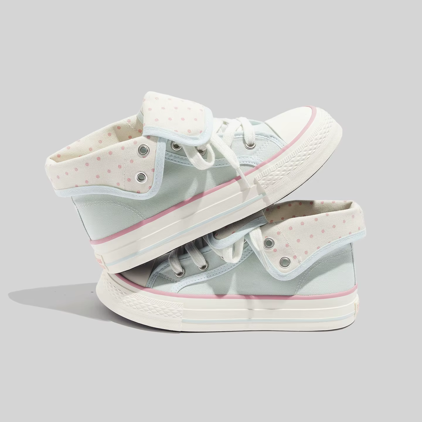 Belle 2026 Chaussures en toile de printemps à pois mode pour femme, montantes, polyvalentes, à plate