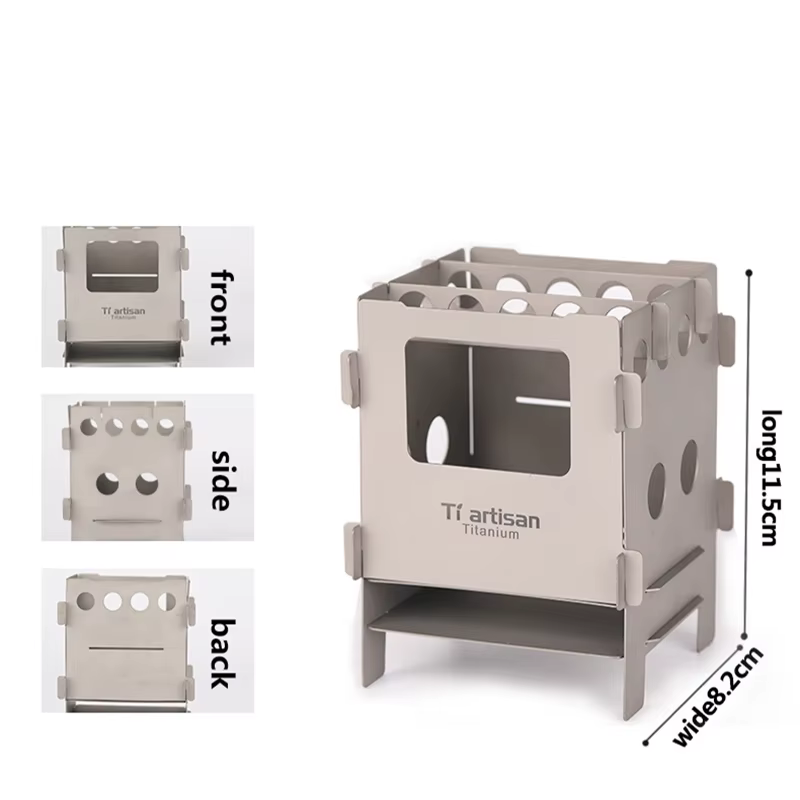 Tiartisan-Poêle à bois pliante en titane EDC, DCBurners, Ustensile de cuisine portable ultraléger, W