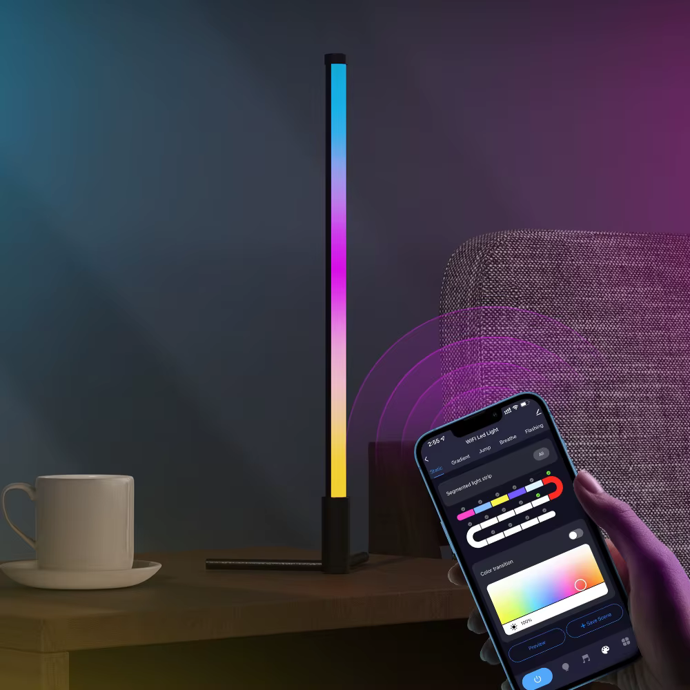 Lampadaire d'angle 1 pièce, lampes d'angle LED RGB intelligentes avec télécommande et contrôle par a