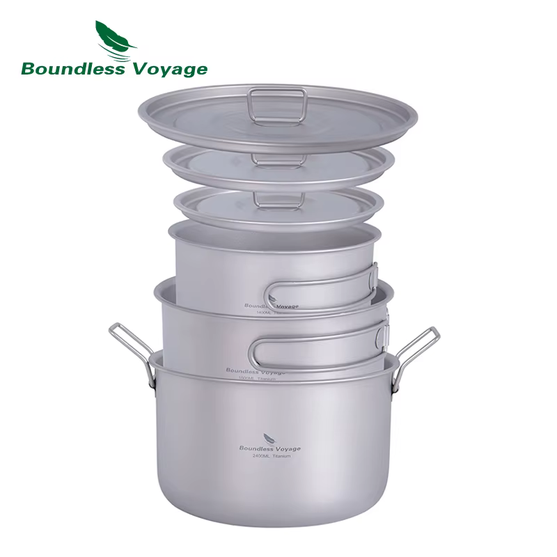 Batterie de cuisine de Camping en titane, Voyage sans limite, Kit de désordre, poêle et casseroles d