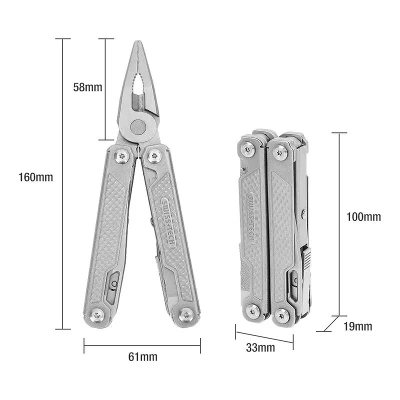 SWISS TECH – couteau de poche multi-outils 15 en 1 pour l'extérieur, fournitures de Camping EDC surv