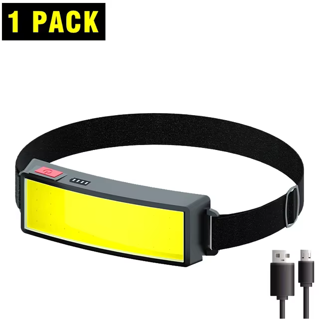 Lampe frontale COB puissante type-c/USB, Rechargeable, batterie intégrée, lanterne de pêche en plein