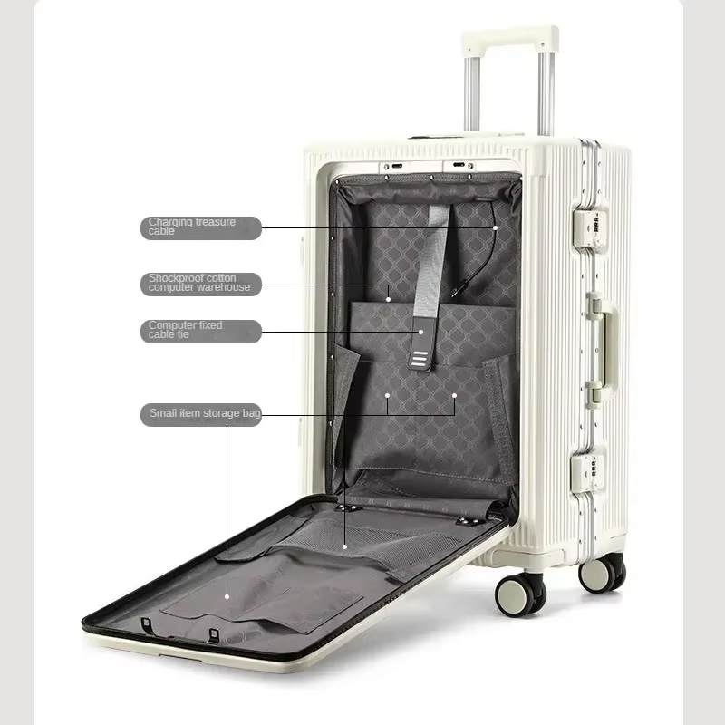 Valise de voyage portable de haute qualité à ouverture frontale pour ordinateur portable, bagage à r