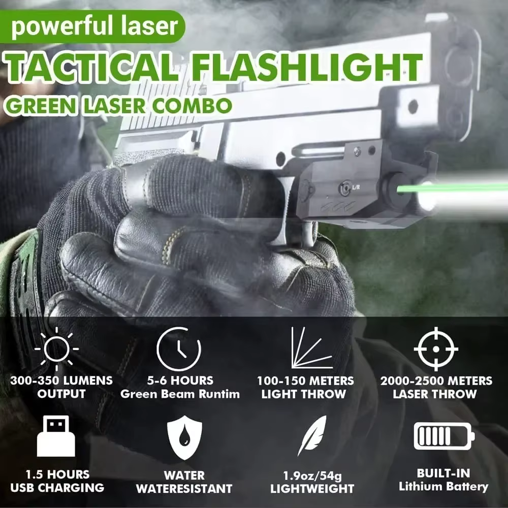 Lampe de poche tactique Richfire 2 en 1, 500 Lumens, torche LED rechargeable pour rail Glock 17 19 2