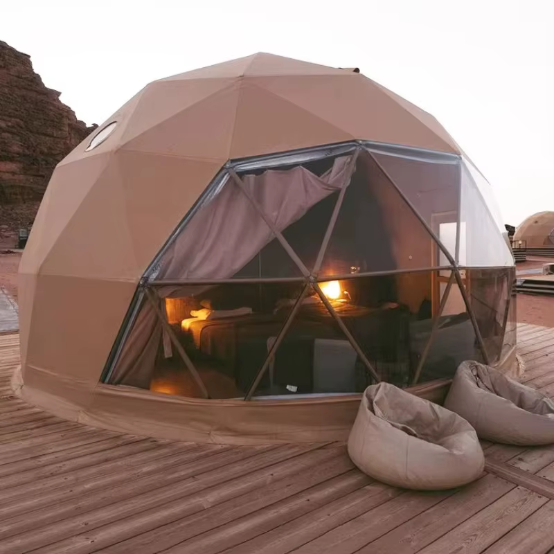 Dôme géodésique personnalisé de luxe 6m en PVC transparent pour jardin, hôtel, igloo, glamping, mais
