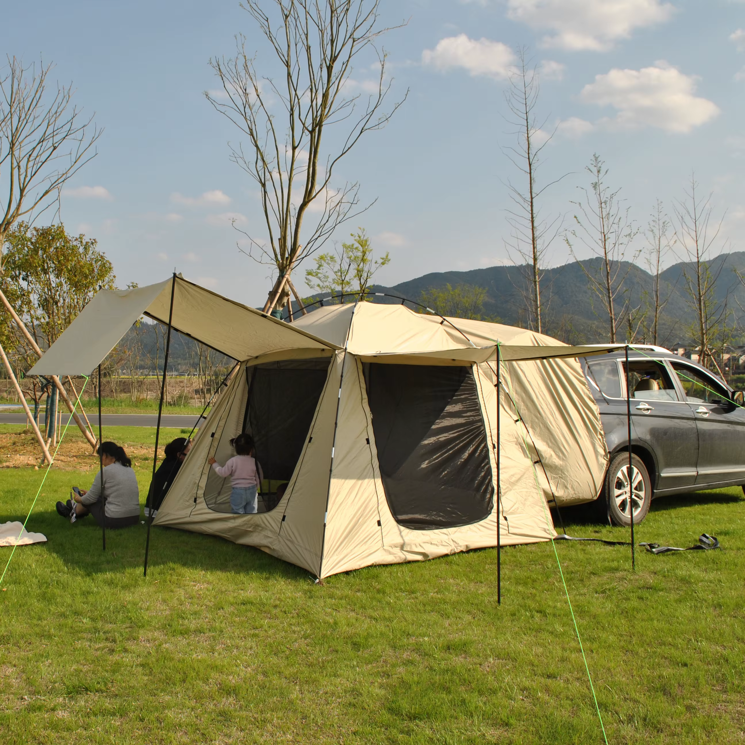 Tente de camping, tente de camping pour 6 personnes avec hayon pour l'extérieur, installation facile
