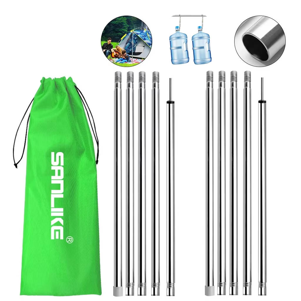 Poteau de tente 2.M 5 sections/1 pièce, bâche, auvent, tente de Camping en plein air, Support de Foy