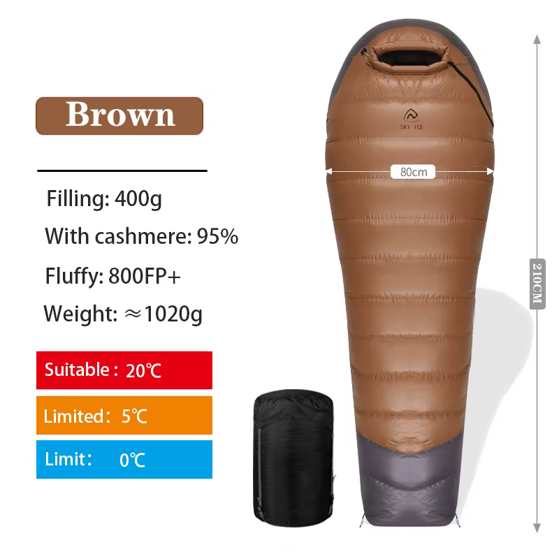 Sac de couchage de Camping d'hiver 800 + FP sac de couchage chaud ultraléger en duvet d'oie randonné