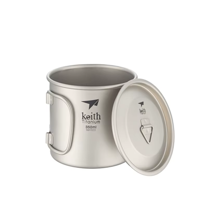 Pamono-Tasse à eau en titane avec couvercle Ti3240 ,350ml, ustensiles de cuisine pour pique-nique, s