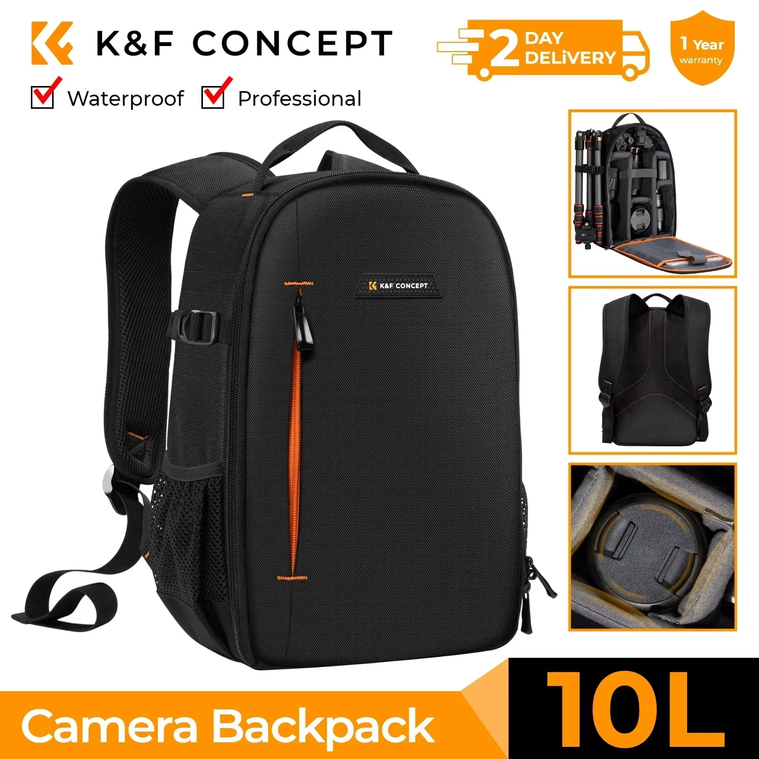 Sac à dos pour appareil photo K&F CONCEPT 10L, sac de voyage léger pour photographe, sac pour appare