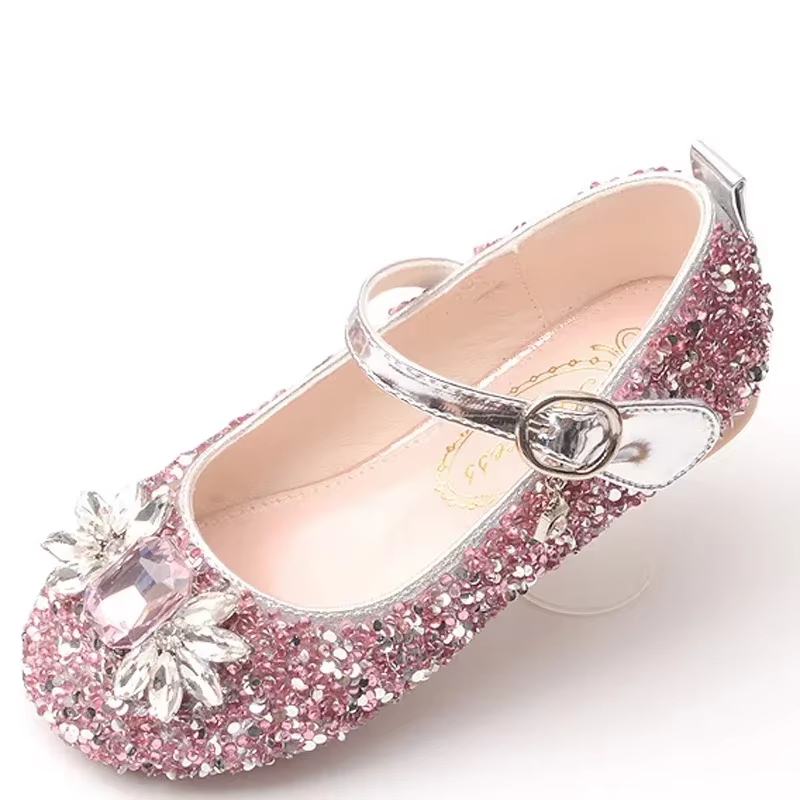 Chaussures Princesse Elsa pour Filles, Ballerines de Danse Bleues, Mocassins pour Fêtes du Nouvel An