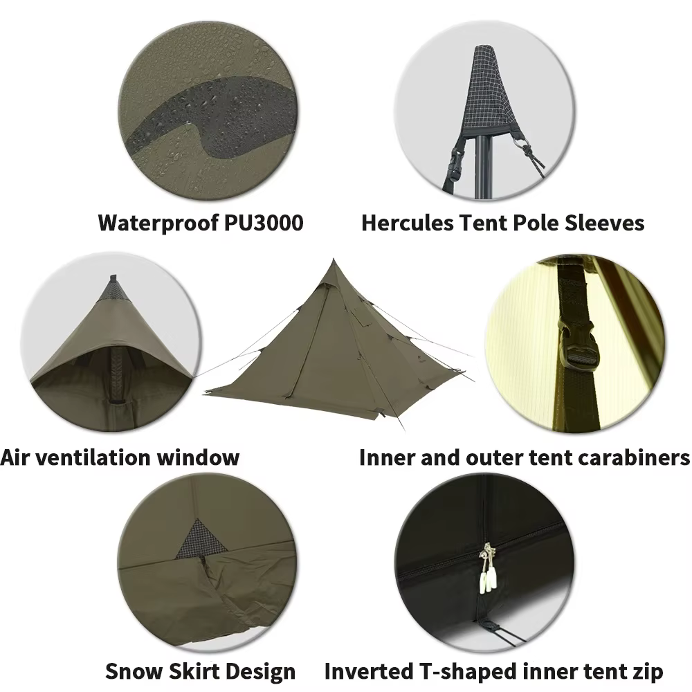 Natureifa-Tente Pyramidale Portable et Étanche pour Camping en Plein Air et Pique-Nique, Tipi de Ran