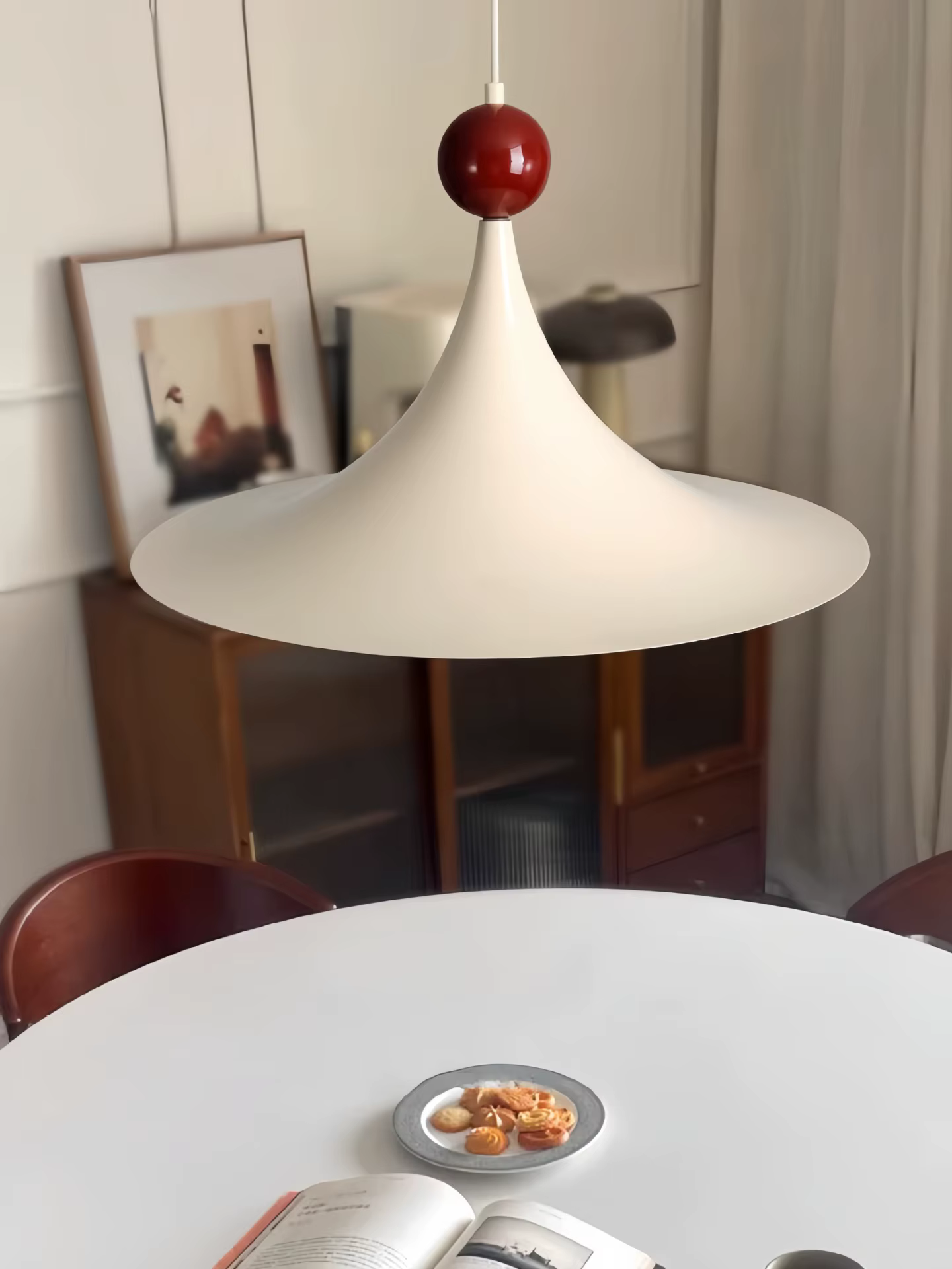 Lampe suspendue en forme de corne, style Memphis, en crème, pour salle à manger, chambre d'enfant, c