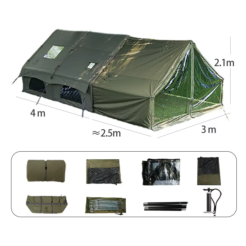 Tente gonflable, 12 m²/129 pieds carrés, tente de camping robuste pour camping-car, tente familiale 