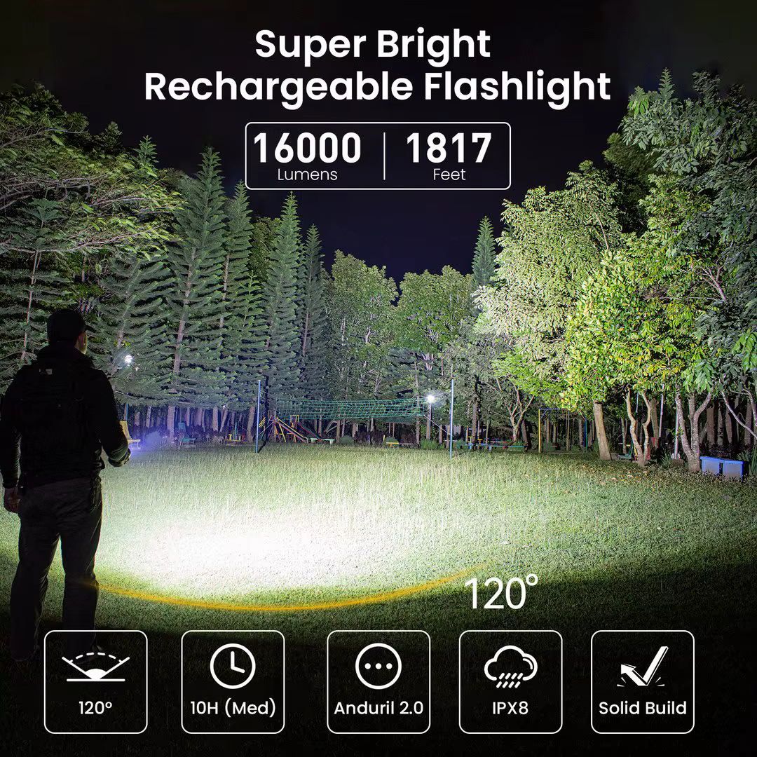 Sofirn Q8 Plus lampe de poche LED Super puissante 16000lm USB C Rechargeable 21700 torche Anduril 2.