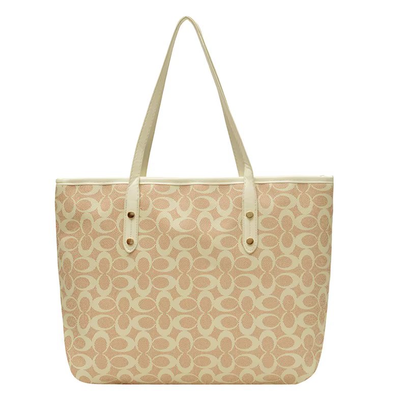Sac fourre-tout classique à imprimé monogramme, sac à bandoulière en toile avec garniture en PU de g