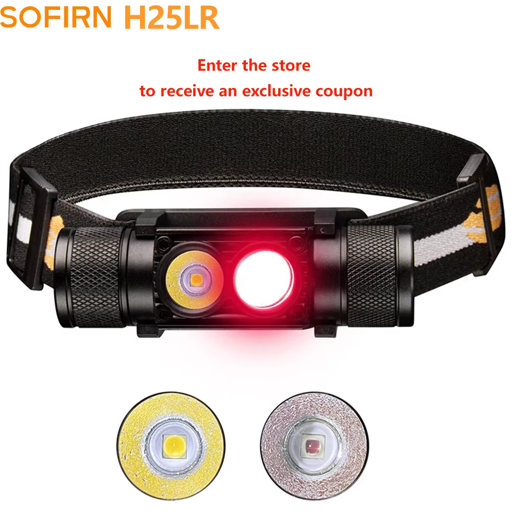 Lampe frontale rechargeable H25LR LED, puissante lampe torche frontale avec lumière blanche haute lu