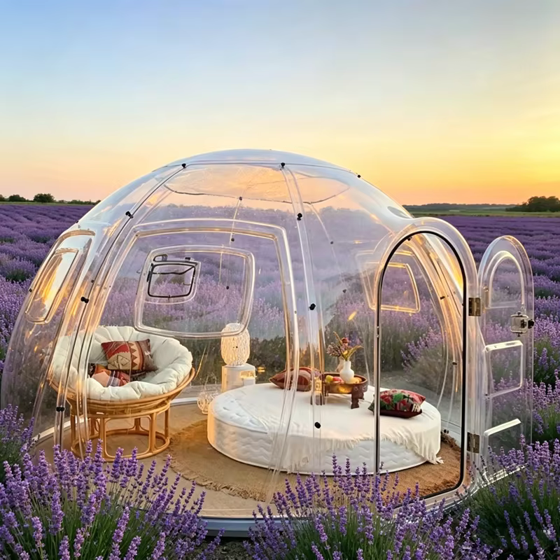 Tente de camping, dôme de glamping, tentes de luxe, tente dôme extérieure durable, couverture en PVC