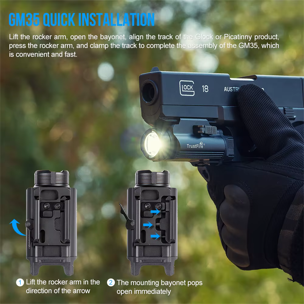 Trustfire GM35 lampe de poche tactique 1350 Lumen type c usb lumière rechargeable armes d'auto-défen