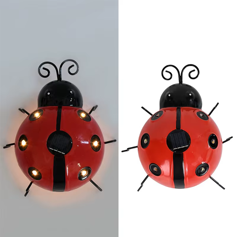 Lampe solaire coccinelle extérieure étanche jardin Statue tenture murale LED lumière à énergie solai