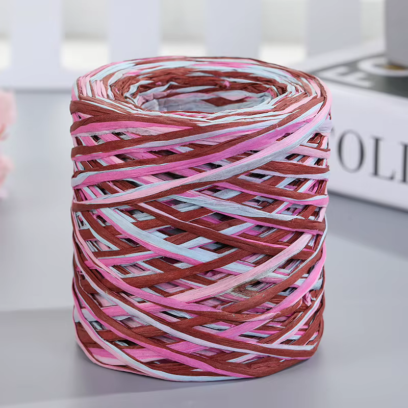 Fil de paille de raphia naturel, ULde papier crocheté tricotée à la main pour bricolage, ligne faite