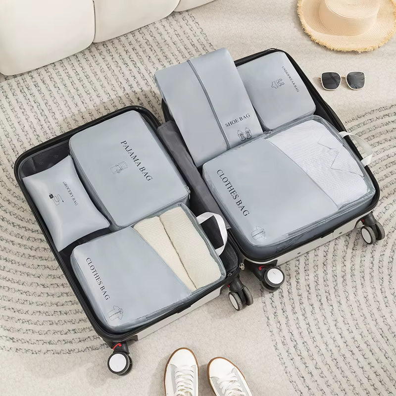 Lot de 6 sacs de compression de voyage, organiseurs de vêtements portables pour valise, étuis de ran