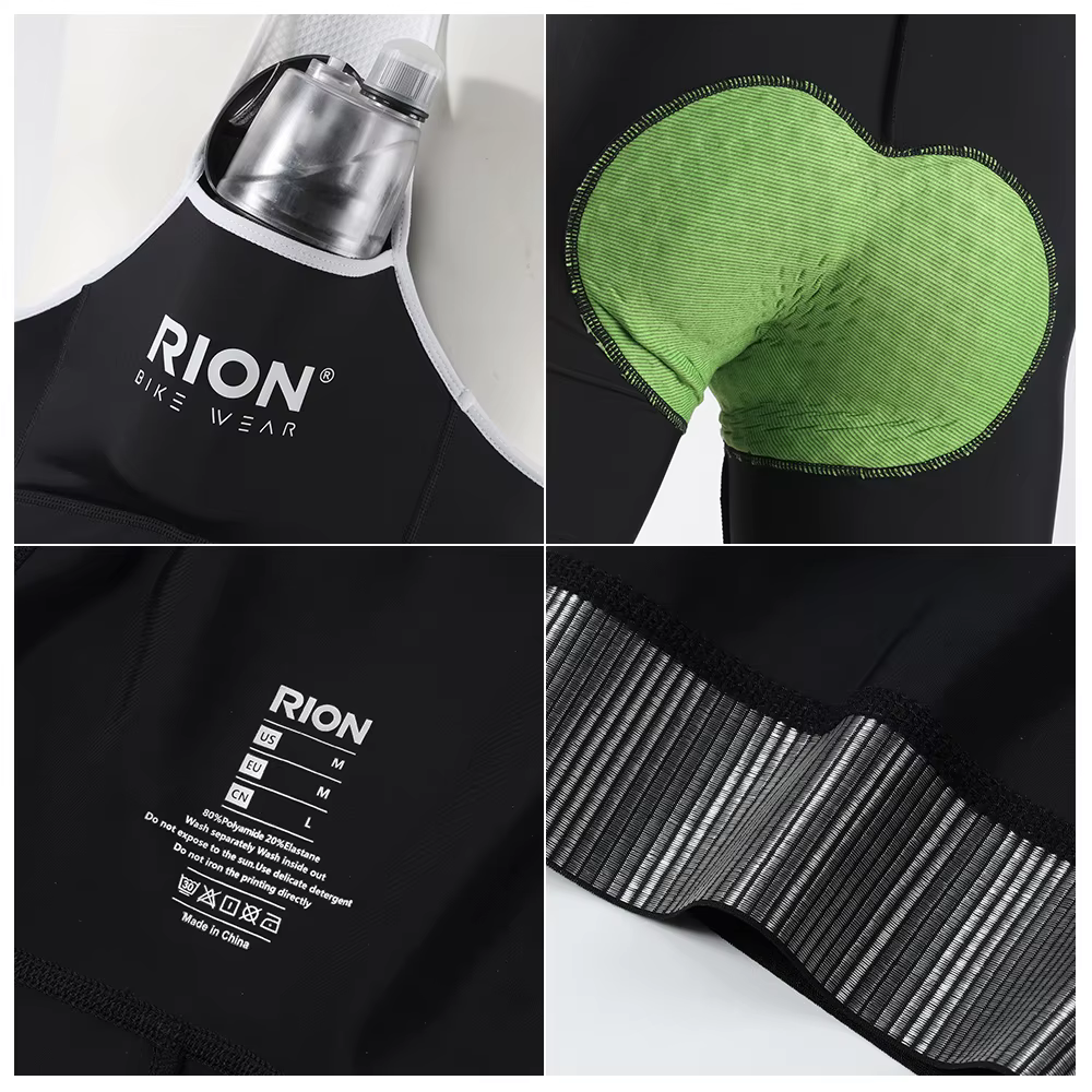 RION hommes short de cyclisme collants de vélo vtt bavoir bretelles haute densité Dolomiti 8 heures