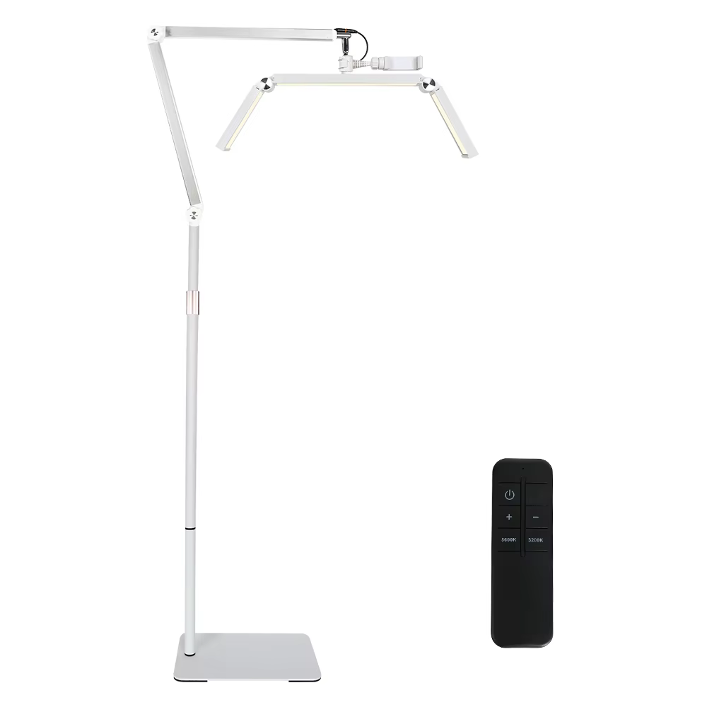 Lampadaire demi-lune 26 pouces avec support 360 ° Tête lumineuse rotative pour extensions de cils,