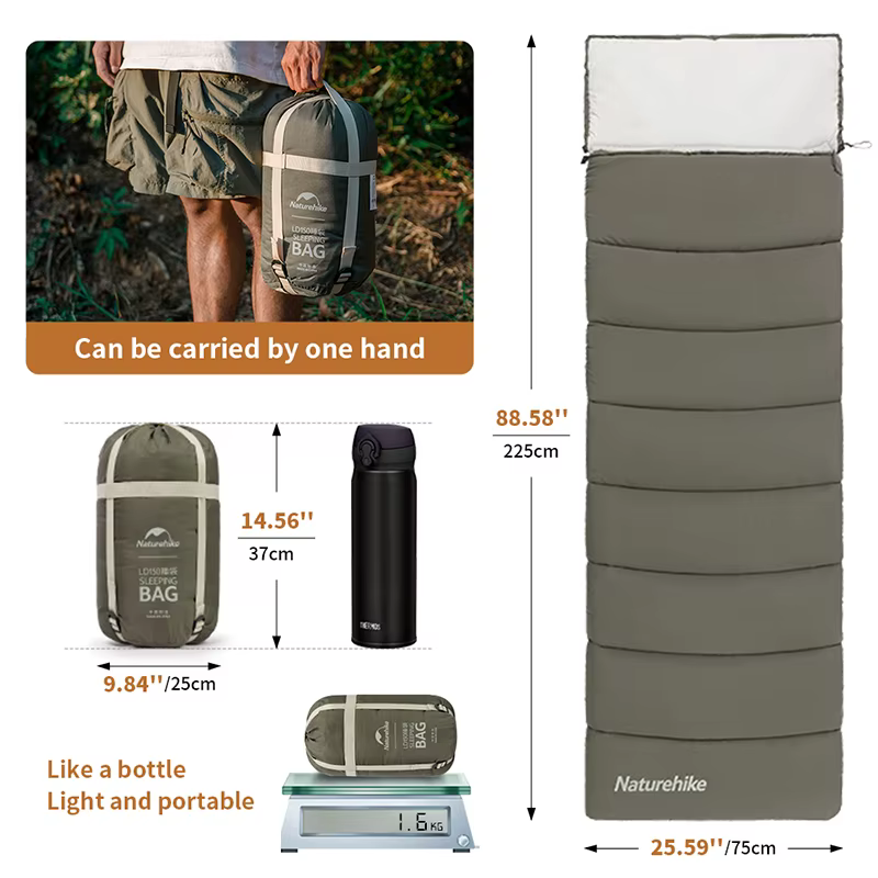 Natureifa-Sac de couchage en coton ultraléger LD, camping, hiver, été, épissable, 2 en 1, double