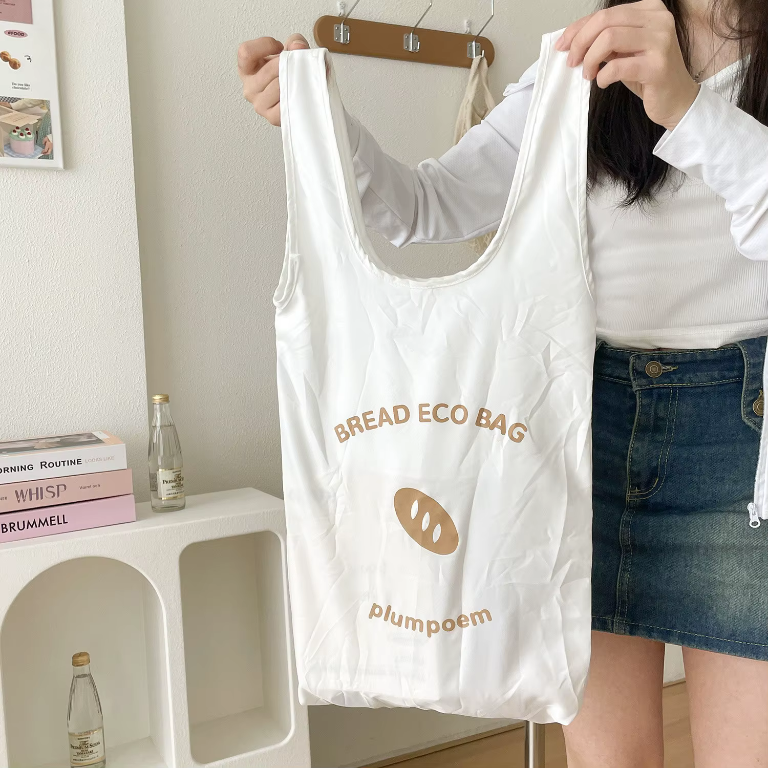 Sac de courses en forme de pain, sac de rangement pliable, style Ins, sac portable de grande capacit