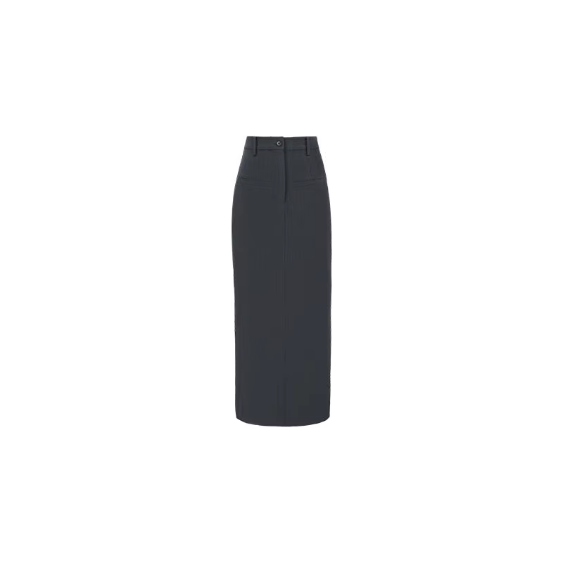 Jupes longues pour femmes, vêtements minimalistes, fente latérale, tempérament pur, élégant, Vintage