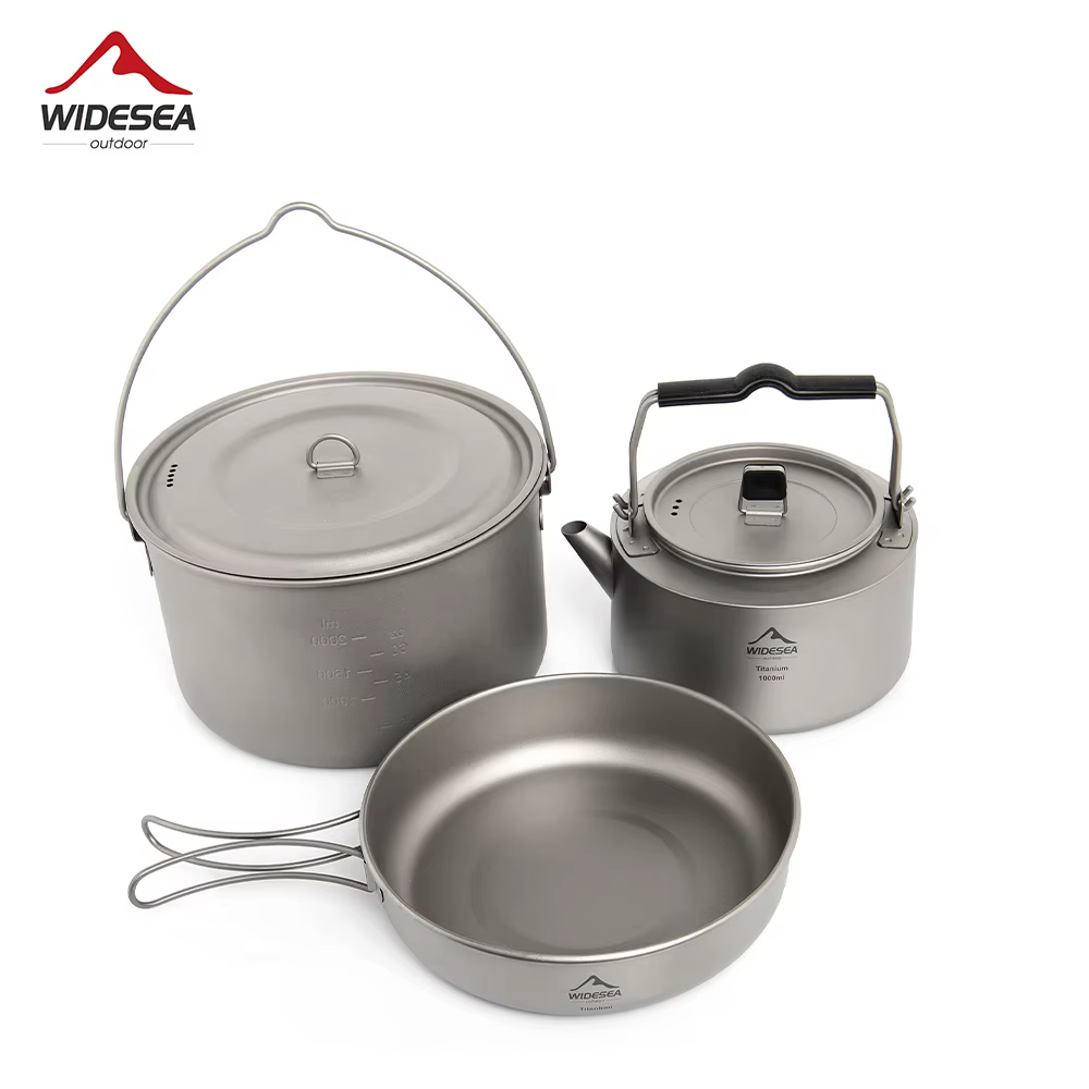 ESEA-Ensemble d'ustensiles de cuisine en titane pour camping, chaudron de tourisme, marmite d'extéri