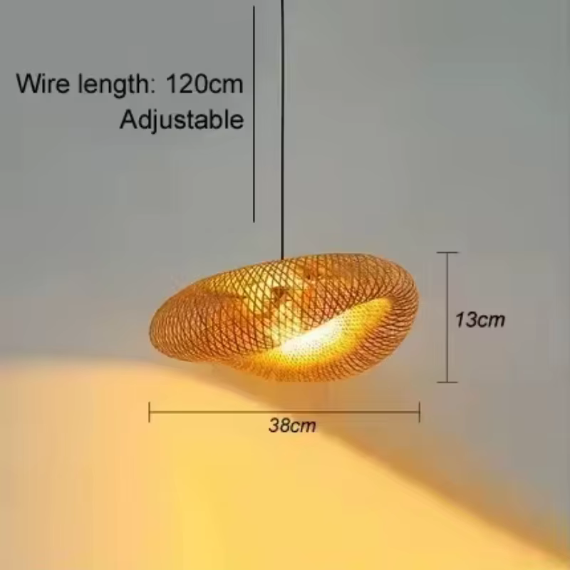 Fait à la main Vintage bambou tissage pendentif LED lumière maison suspendu lustre éclairage salon c