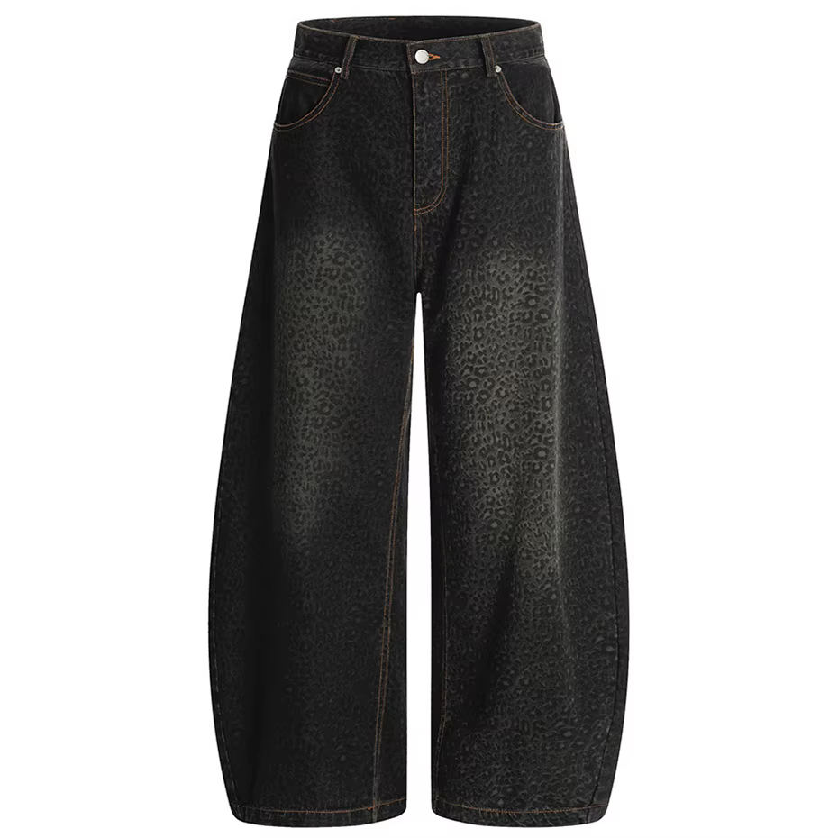 Jean Baggy léopard pour hommes, pantalon en Denim ample à jambes larges, Streetwear Harajuku Vintage