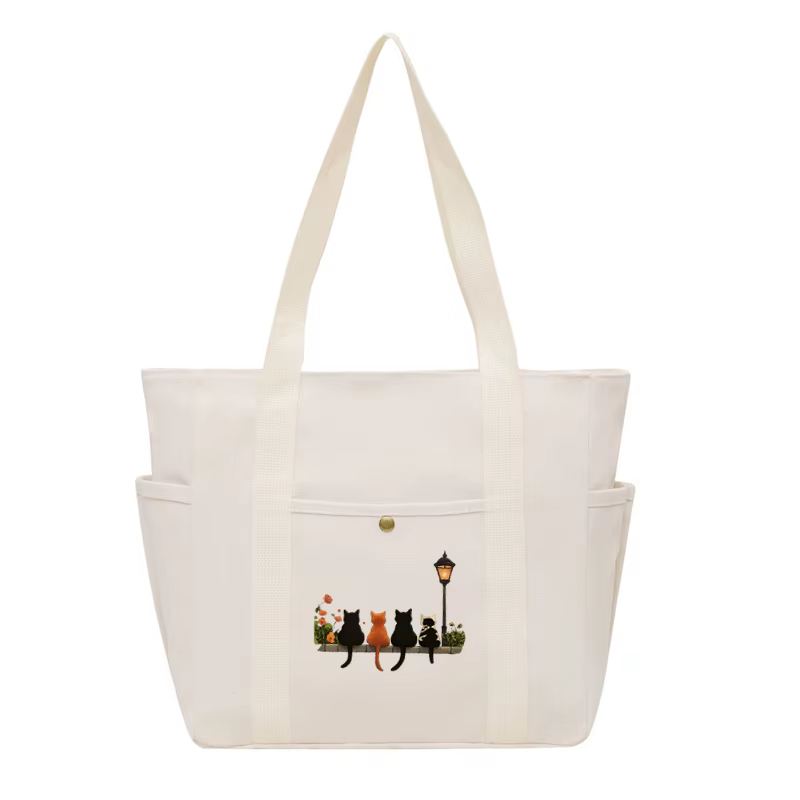 Filles femmes graphique sac fourre-tout grande capacité dessin animé épaule mignon chat Shopper sacs