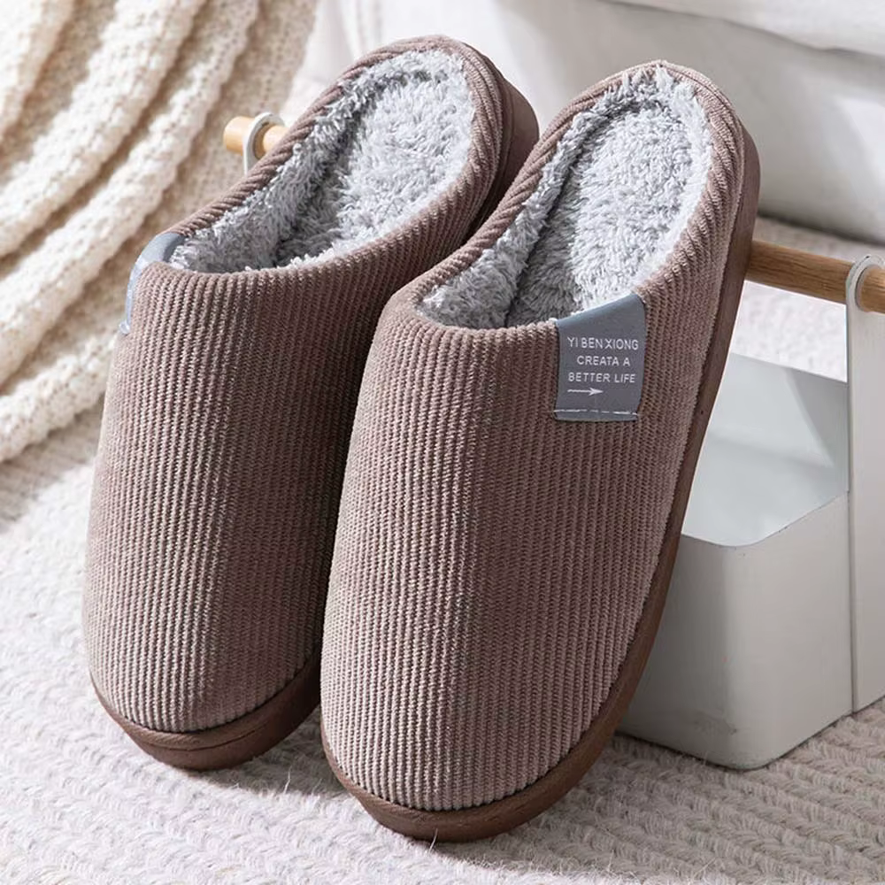 Pantoufles moelleuses décontractées en velours pour l'hiver, antidérapantes, semelle épaisse, chauss