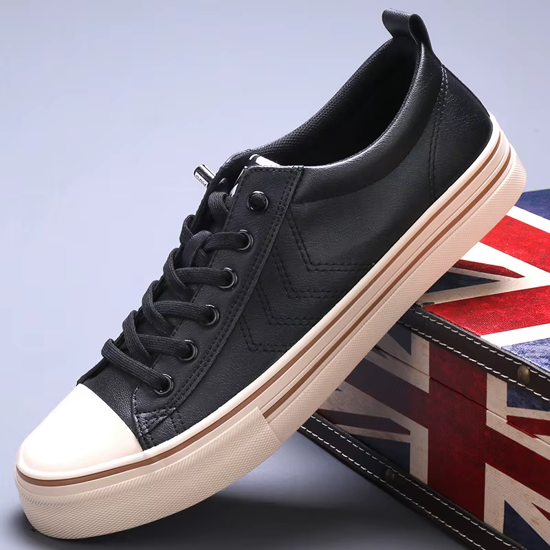 Chaussures en cuir décontractées pour hommes, chaussures de conduite à semelle souple, chaussure pla